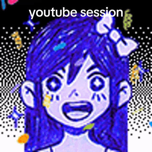 a drawing of a girl with a bow in her hair and the words youtube session on the bottom