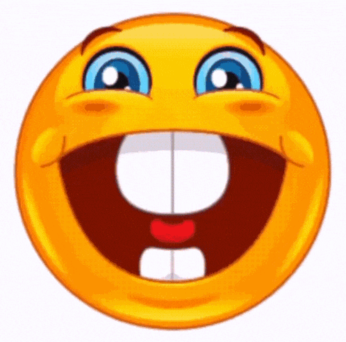 a cartoon smiley face with big teeth and a big smile on it .
