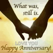 a couple holding hands with the words `` what was , still is . ``