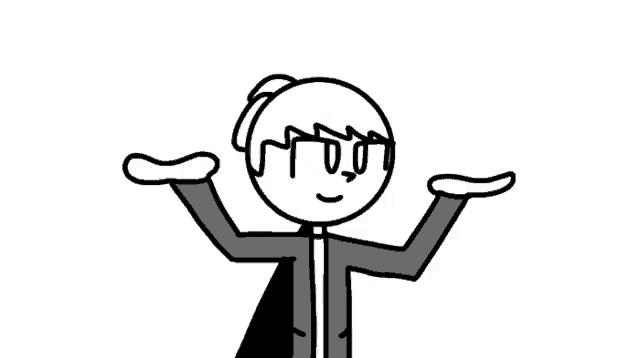 a black and white drawing of a stick figure with arms outstretched .