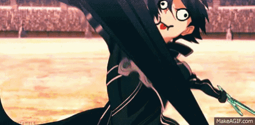 a cartoon character is holding a pair of scissors while making a funny face .