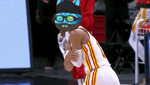 a basketball player wearing a mask with a cat on it