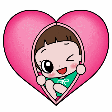 a cartoon drawing of a baby in a pink heart