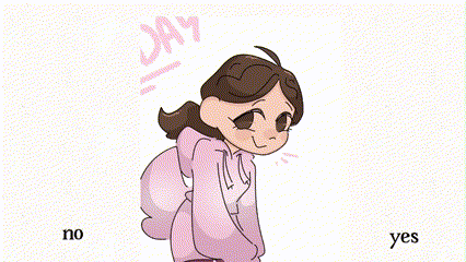 a girl in a pink hoodie with the word jay on her head