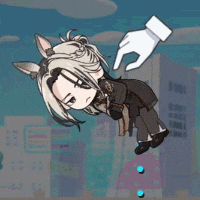 a cartoon character is being picked up by a hand .