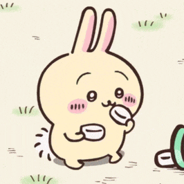 a cartoon rabbit is eating a piece of food