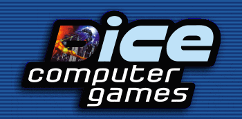 a computer games logo with a blue background