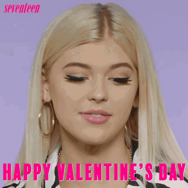a picture of a woman with the words happy valentine 's day written in pink