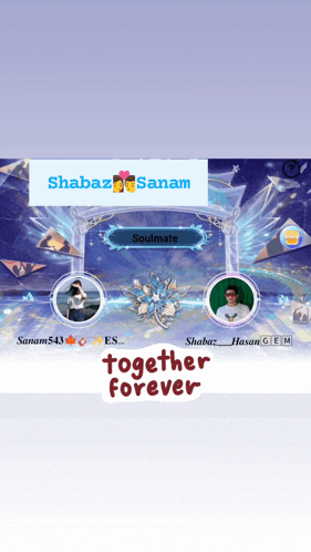 a screenshot of a game with the words together forever at the bottom