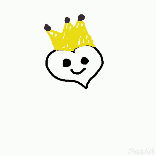 a drawing of a heart with arms and legs and a crown .