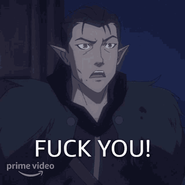 a picture of a cartoon character with the caption " fuck you "