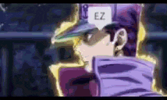 a cartoon character with a speech bubble that says `` ez '' .