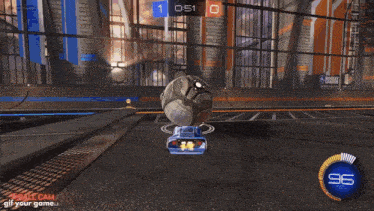 a rocket league game is being played in a building