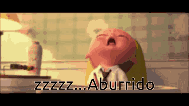 a cartoon baby is yawning with the words zzzz..aburrido written above him