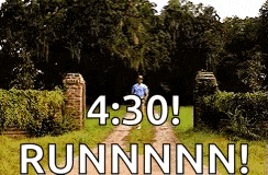 a man is running down a dirt road with the words runnnnn written on the bottom