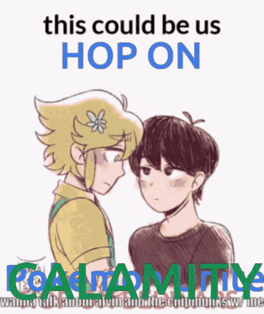 a poster that says this could be us hop on and calmity