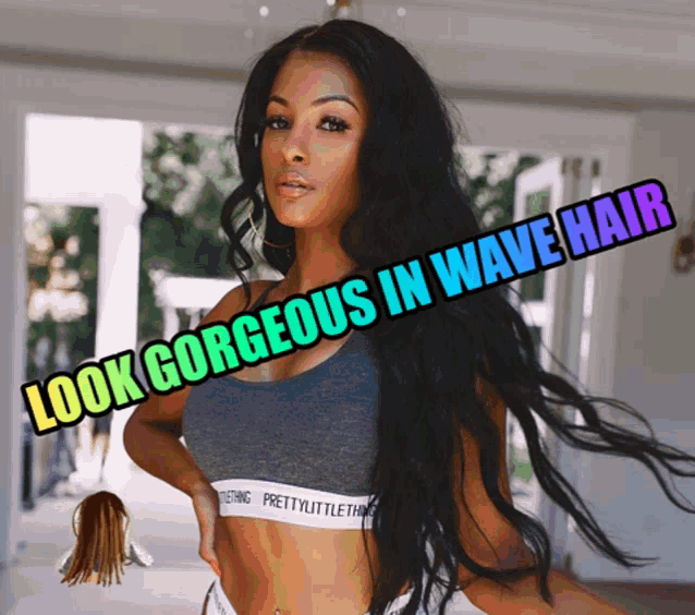 a picture of a woman with the words look gorgeous in wave hair above her