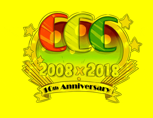 a logo for a 10th anniversary of cc 2008 x 2018