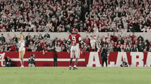 a football player with the number 9 on their jersey
