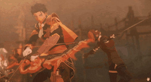 a video game character is holding a sword in his hand
