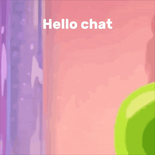 a cartoon character peeking out from behind a wall with the words `` hello chat '' written on it .