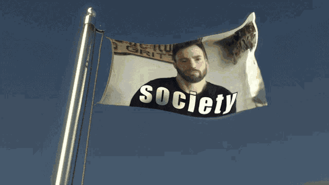a flag with the word society on it