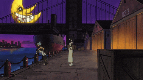 a cartoon scene with the number 023 on a building in the background