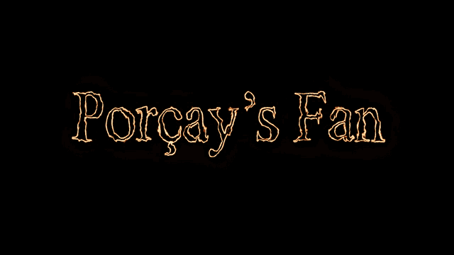 the word porcay 's fan that is glowing in the dark