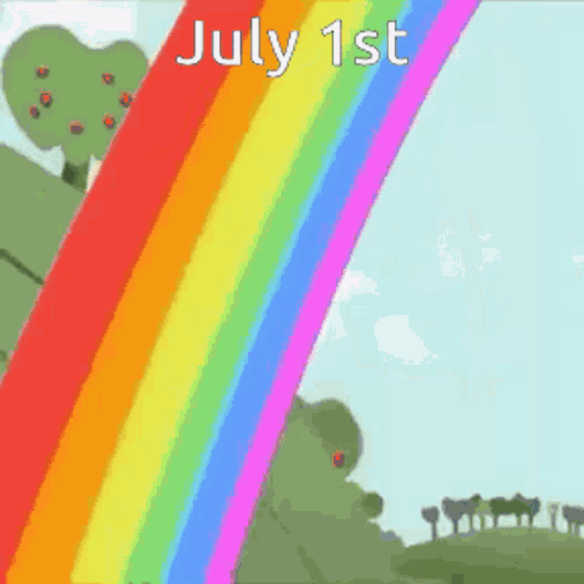 a picture of a rainbow with the date july 1st on it