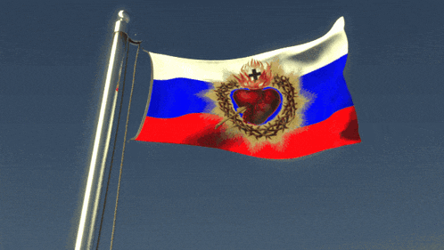 a flag with a heart and cross on it