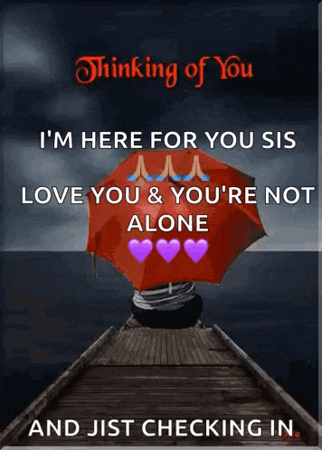 a thinking of you card with a red umbrella