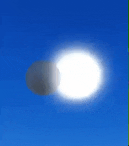 a blue sky with a white object in the middle