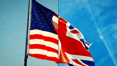 an american flag and a british flag are displayed side by side