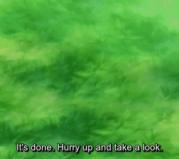 a picture frame with the words " it 's done hurry up and take a look " written on it