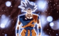 a cartoon character is standing in the middle of a dark room .