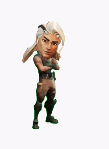a cartoon character with long blonde hair and a black shirt
