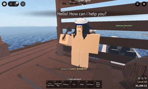 a screenshot of a video game shows a naked character holding an axe and asking how can i help you ..