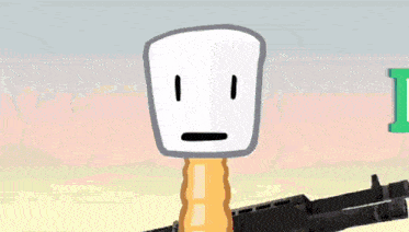 a cartoon character with a marshmallow head and the word oof in green