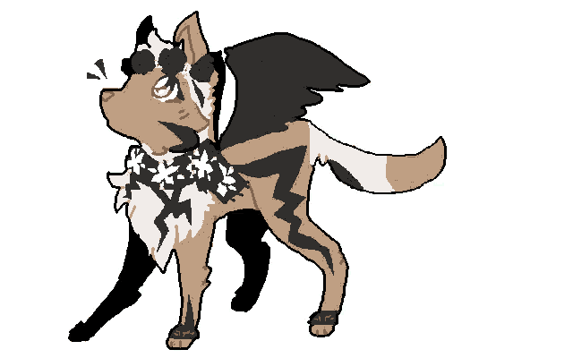 a drawing of a dog with wings and sunglasses on