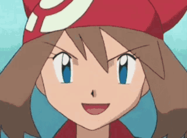 a close up of a cartoon character with a red hat on
