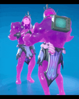 a video game character with a television on his back