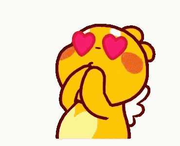 a cartoon character with hearts in his eyes is covering his face .