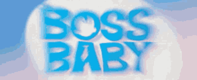 the word boss baby is written in blue on a blue background