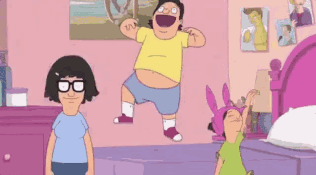 Tina, Gene E Louise Pulando / Feliz Dezembro / Dezembro Chegou / Bobs Burgers GIF
