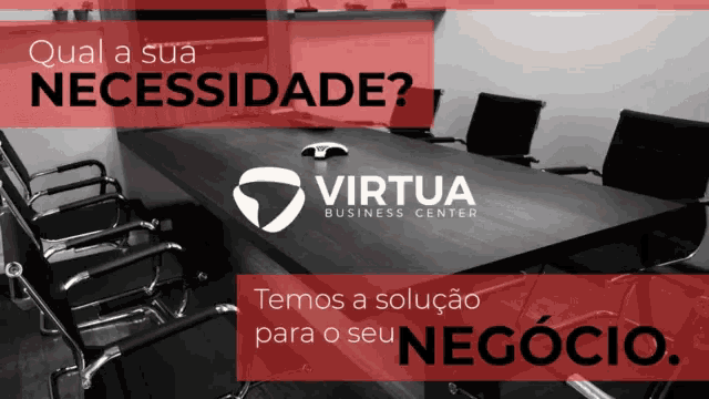 an advertisement for virtua business center shows a conference table