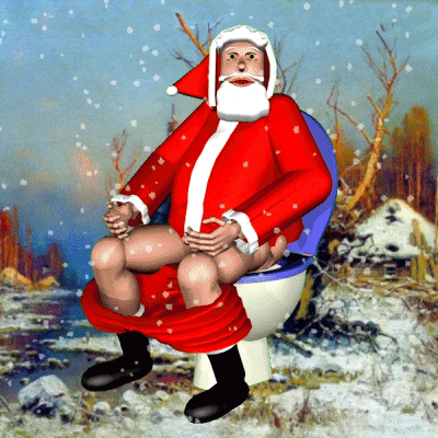 a santa claus sitting on a toilet with his pants down