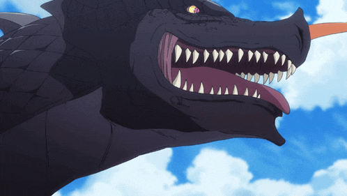 a close up of a dragon with its mouth open