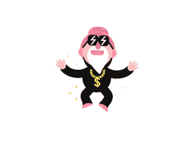 a cartoon of a gnome with a white beard and a hat