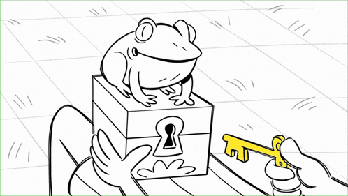 a cartoon drawing of a snake surrounding a group of people