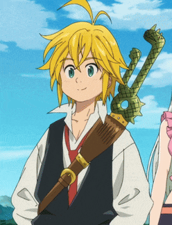 a cartoon character with a sword and a broom